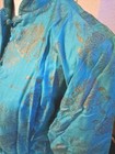 Vtg 50s 60s Sun Fashions Of Hawaii Tea Timer Shirt   Turquoise Silk Brocade Pake