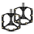 West Biking Bike Pedals Carbon Fiber Axle 3 Bearing Bicycle Pedals Black A Pair