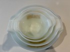 Anchor Hocking Fire-king Gingham Floral White Milk Glass Mixing Bowl Set 4