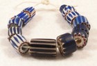 13 Old Antique Venetian Dark Blue   Black Chevron Glass African Trade Beads