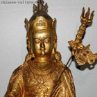 Tibetan Buddhism Bronze 24k Gold Gilt Guru Rinpoche Padmasambhava Buddha Statue
