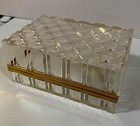 Vintage Clear Acrylic Trinket Vanity Jewelry Box Gold Trim