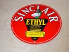 Vintage 1952 Sinclair Ethyl Gasoline  Dinosaur 11 3 4   Porcelain Metal Oil Sign