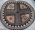 Vintage Tapa Bark Cloth 24  Inch Round Handmade Hawaiian Folk Art