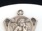 Antique C 1900 Art Nouveau Jugendstil 800 Silver Cherub Angel Charm Pendant