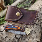 Bench Damascus Made Folding Knife  Pocket Knife Handmade Damascus Folding Knife