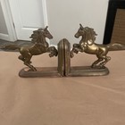 Vintage Set Rearing Horse Brass Bookends Galloping Statues  Nice Preowned