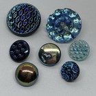 Vintage Glass Button Lot Iridescent Multicolor Czech Blue Purple