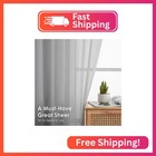 Ovzme Light Grey Sheer Curtains 90 Inches Long 2 Panels - Soft Light Filtering W