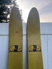 Vintage White Bear Lake Mn Pair Wooden Water Skis  - 80    Long -rare Yellow