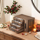 Jewelry Box For Women  Wooden Jewelry Organizer With Transparent Window  4-layer