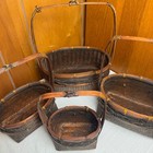 Handmade Woven Nesting Market Baskets Set Of 4 Rustic Farmhouse Decor