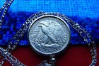 1940 s High Grade Walking Liberty Half Dollar Pendant On A 22   925 Silver Chain