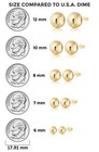 14k Solid Gold Ball Stud Earrings Women Girls Kids Hypoallergenic Nickel Free