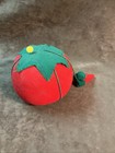 Vintage Large Size Tomato Pin Cushion With Strawberry Steel  Emery On String
