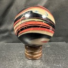 Vintage Art Glass Sphere Red Black Cream Swirl Paperweight 3 21 Inch