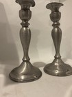 Leonard Genuine Pewter 9    Candlesticks Pair Weighted Bolivia Candle Holders Vtg