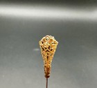 Antique Victorian Filigree Stick Pin Ornate Gold Tone Crystal Cluster Hatpin 