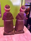 Vintage Carved Large Wooden Monk Figurine Pair - Signed C o Trygg Sweden 1955