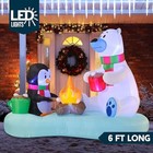 6 Ft Long Christmas Inflatable Polar Bear And Penguin With Campfire Decoration