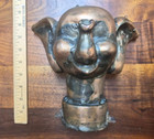 Vintage  Copper Doll Head Mold Mold  Large Elephant