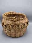Winnebago Hochunk Hand Crafted Black Ash Basket  Bentwood Handles