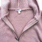 Gianni Bini Pink Ribbed Fuzzy Zip Up Hoodie