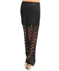 Black Spandex Lacey Long Skirt W elastic Waistband  Size Small 