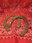 Antique Cast Iron Horseshoes Pair Vintage Barn Find W  Intact Horseshoe Nail