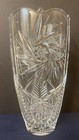 Vintage Heavy Crystal Cut Glass Vase Featuring Starburst And Pinwheel Pattern 