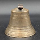 Antique Primitive Swiss Cow Bell W  Neck Strap Loop 3  T Cast Brass Or Bronze