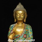 12 2 old Dynasty Cloisonne Enamel Bronze Gilt Shakyamuni Sakyamuni Buddha Statue