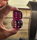 2 Vintage Antique Large Jumbo 1 25    Black Cherry Red Real Bakelite Dice Mint