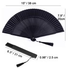 Silk Folding Fan  Bamboo Wood Hand Fan Japanese Vintage Retro Style Handmade    
