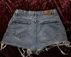 Womens Vintage Route 66 Denim Frayed Shorts Size 14 High Rise Slim
