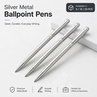 5 Pack Silver Stainless Steel Ballpoint Pen 1mm Medium Point Smooth Twist Ink