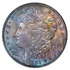 1901-o Pcgs Ms65 Morgan   Nice Double Side Toned Rainbow  video 