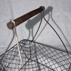 Vintage 80s Chicken Wire Egg Basket Primitive Decor Metal Storage Wood Handle