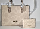 Nwt Coach Maggie Small Tote Bag In Signature Canvas Cy676   Snap Card Case Cz446