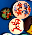 Lot Of 14 Vintage Painted Plastic Picture Buttons From France