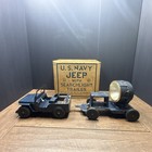 Vintage Louis Marx U s  Navy Willys Jeep   Searchlight Trailer W  Original Box