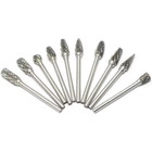 Tungsten Carbide Rotary Burr Set 10pcs Double Cut Grinding Head 1 4 In Die Gr   