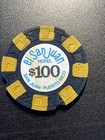  100 El San Juan San Juan Puerto Rico Casino Chip   very Rare   Notched
