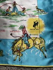 Wonderful Wyoming Souviner Scarf Tourist Cowboys Vintage Rayon Made In Japan