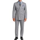 Vinci Men s Light Gray Double-breasted Suit W  Adjustable Waist  Reg-fit - New