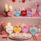 Valentines Day Decor - Set Of 6 Wooden Heart Signs For Tiered Tray  Table  
