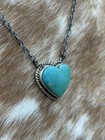 Native Navajo Handmade Sterling Silver Kingman Turquoise Bar Necklace 18   