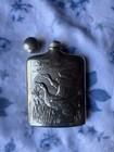 Vintage Stainless Steel Heavy Duty 1989 Flask Engraved With Geese And Lake Scene