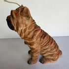 Vintage Shar Pei Resin Dog Figurine Brown Collectible Sculpture 7 Inch
