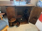Antique Cast Iron     New Home     Brand Sewing Machine In Cabinet